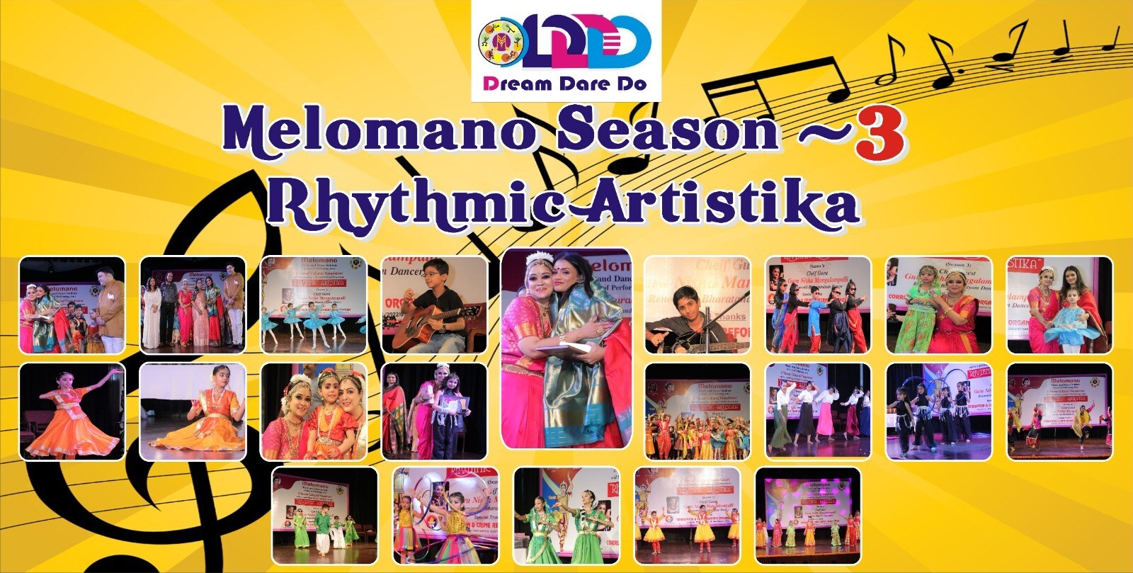 Collage of student performances from Melomano Season 3 — Rhythmic Artistika